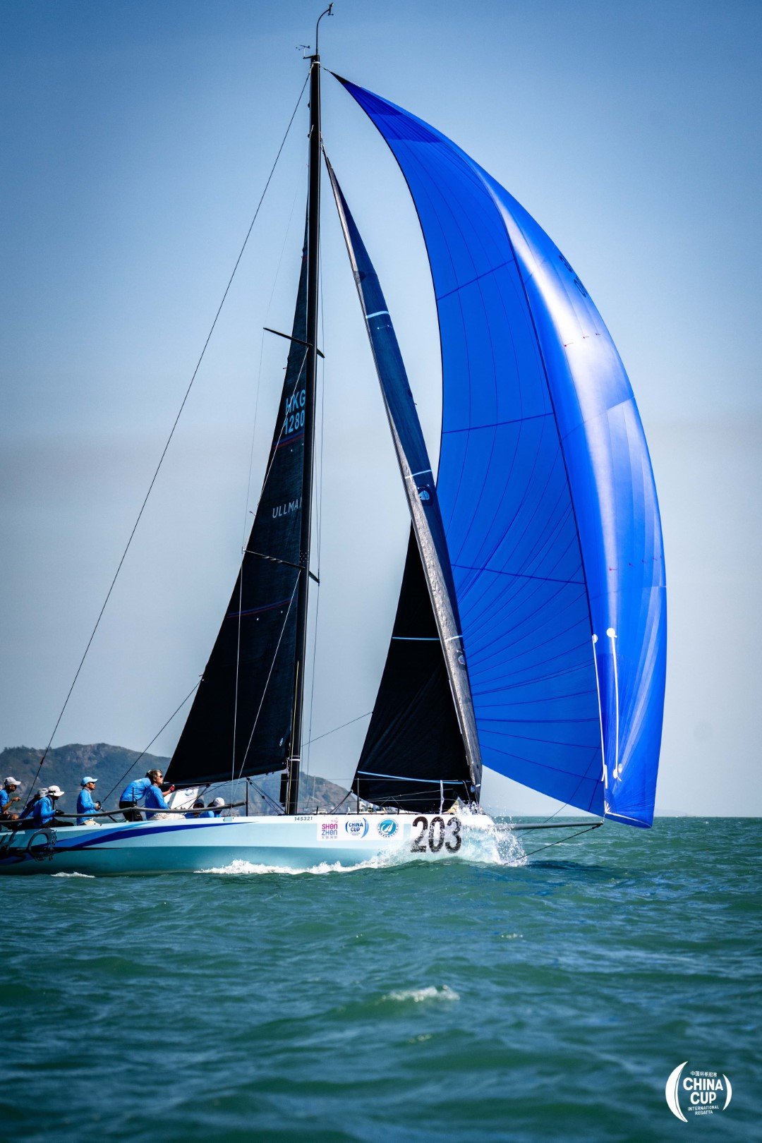 Dinghy sailboat under sail