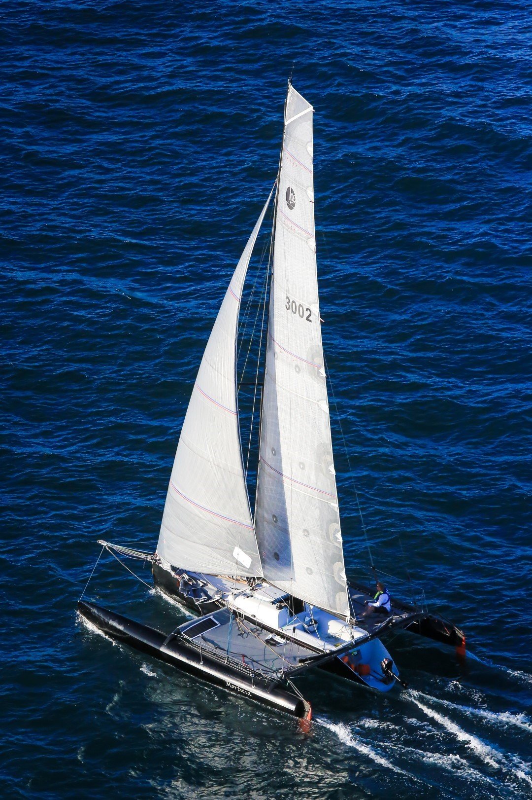 Keelboat racing sails in use