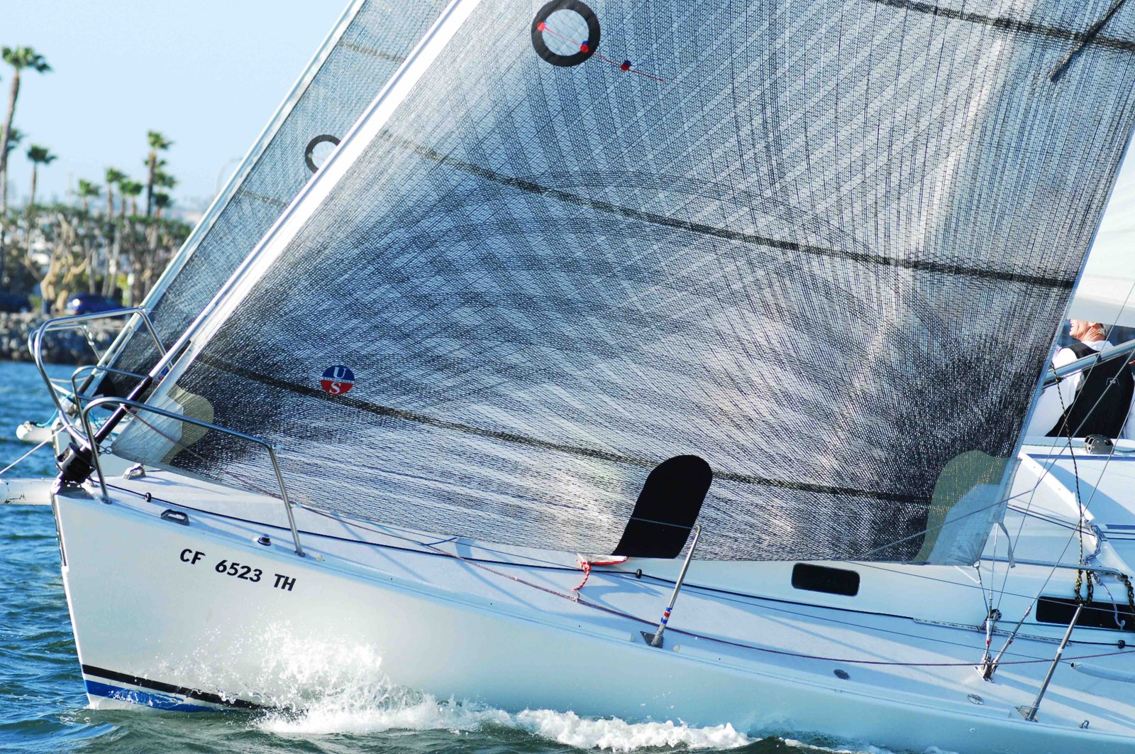 FiberPath racing sail shown under load